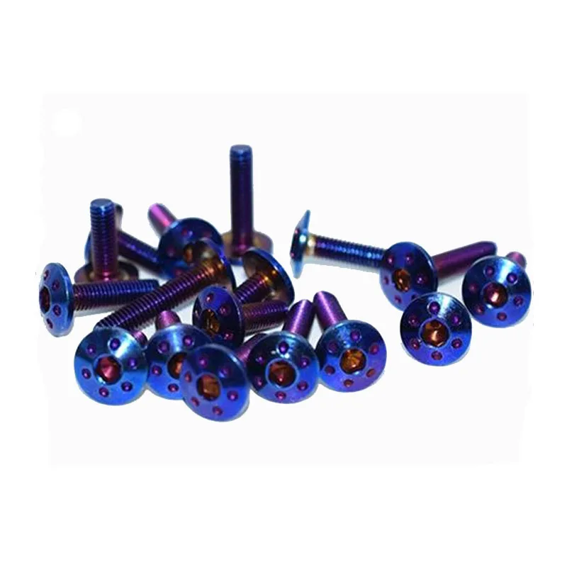 Gr2 Gr5 Grade 2 Grade 5 Titanium alloy Steel Anodized Hex Socket Drive Truss Head Machine Screw With Hole