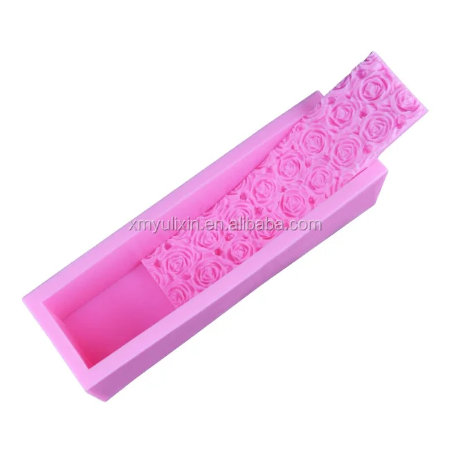 25.5*6*6.5 High quality Extra Thick replaceable 3d flower silicone soap mold loaf with different pattern mats for sale