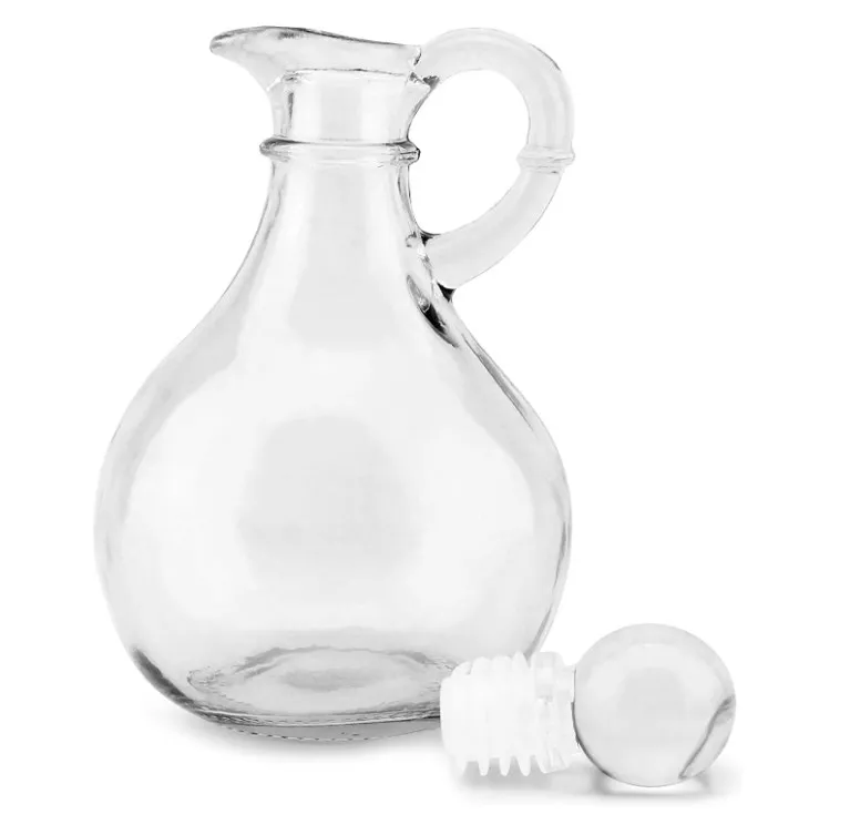 Round Glass Oil Dispenser Bottles with Stoppers Glass Oil and Vinegar Cruets