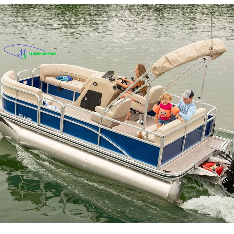 2021new fashion MS Aluminium boat Electric pontoon boat 5.44m 50hp for selling CCS CE Certificates for Europe customers
