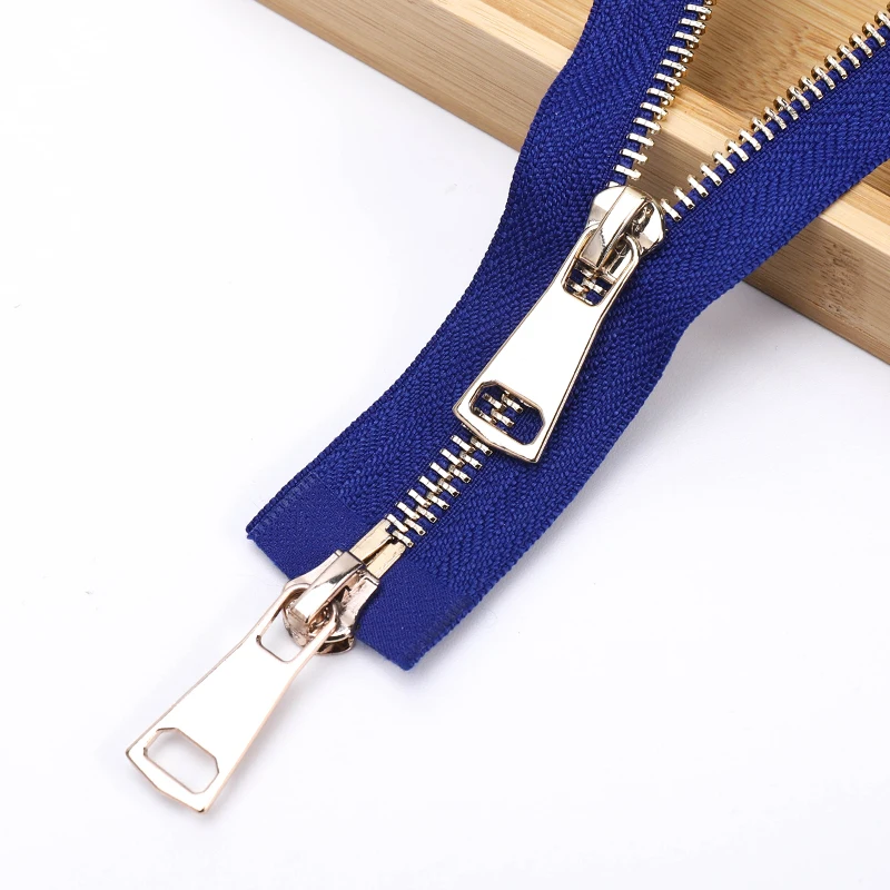 4# Brass Metal Zipper Alloy Chain Open Front Flap For Casual Pants Shoes Garments