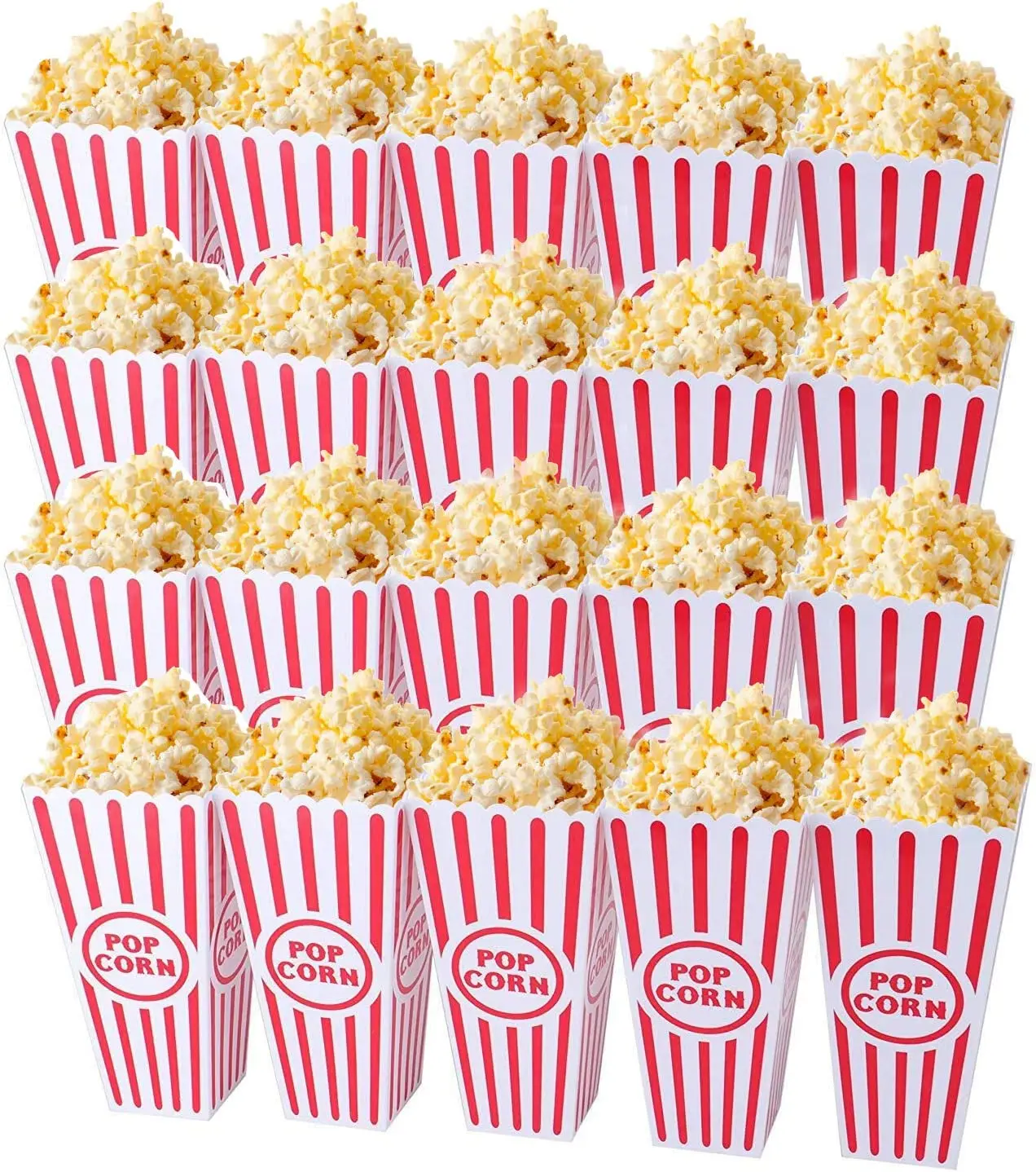 32 OZ Square plastic popcorn tube bucket Novelty Place Plastic Red White Striped Classic Popcorn Containers for Movie Night
