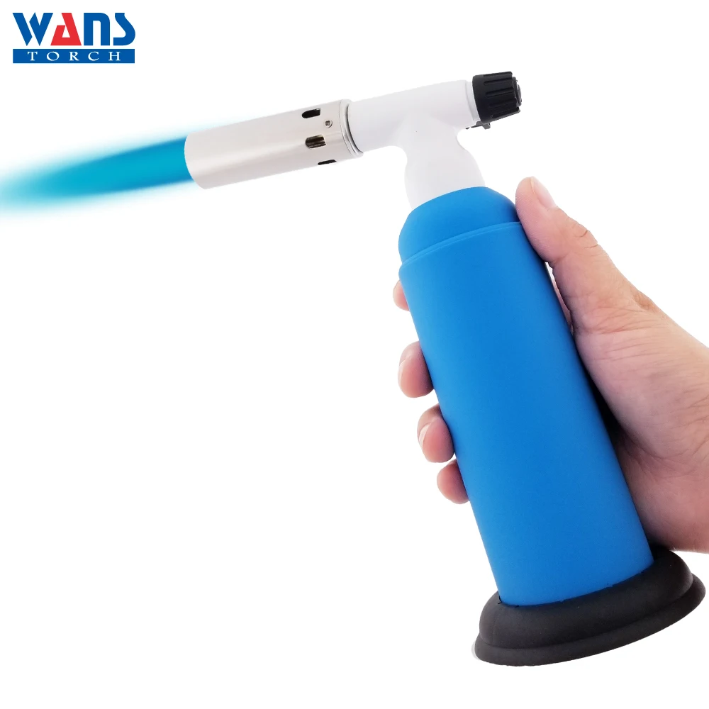 Customized logo camping fire refillable butane gas refill color flame BBQ micro torch