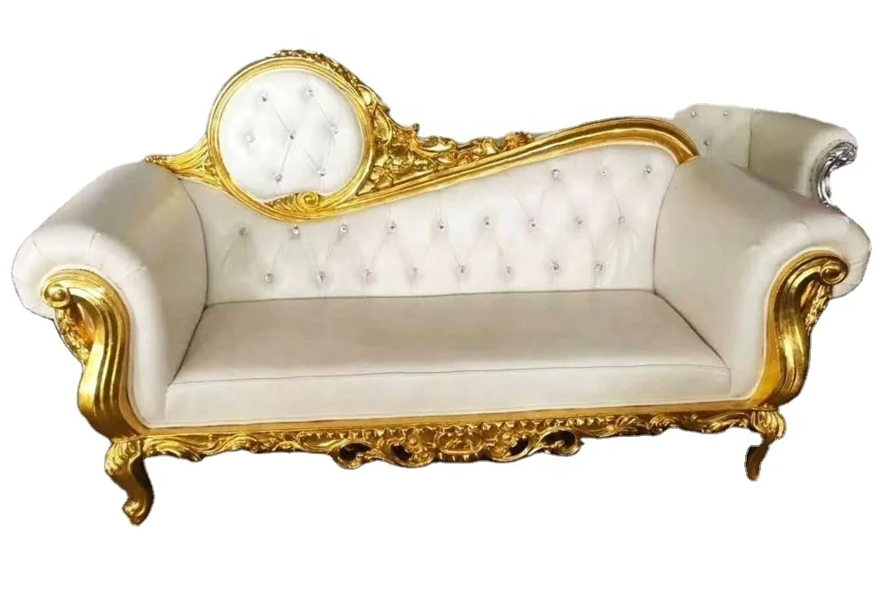 European classical home furniture gold foil wooden carved luxury counch