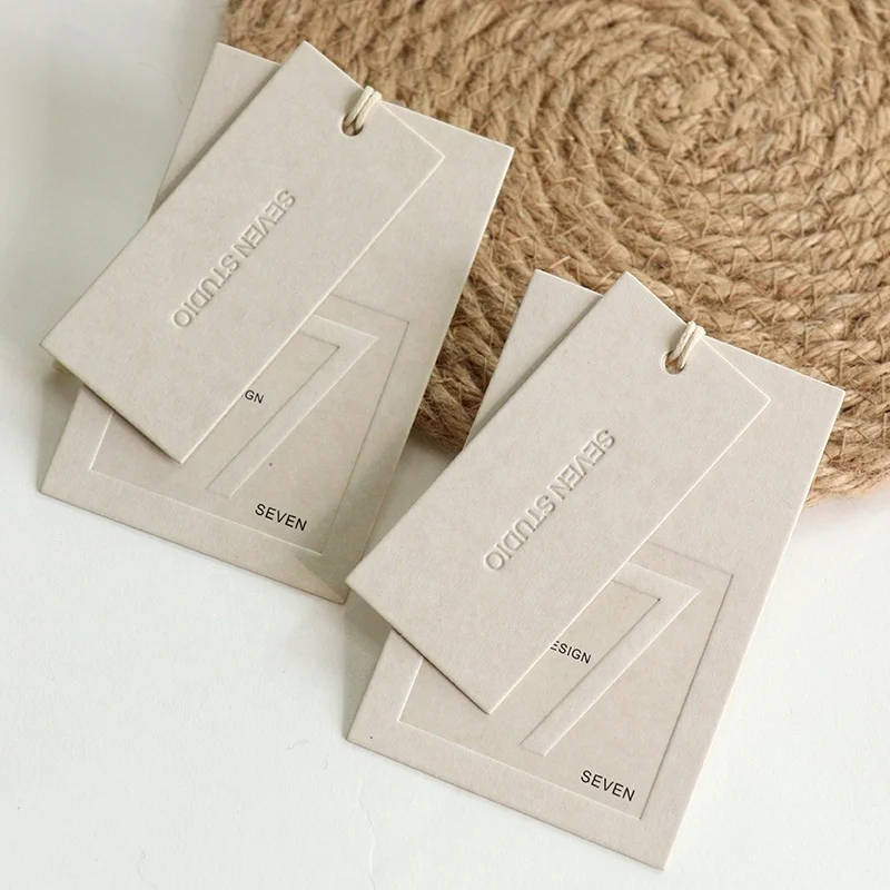 Custom Own Brand Logo Eco Friendly Swing Hangtags Tags And Labels Pricetag Custom Logo Fashion Design Clothing Hang Tag