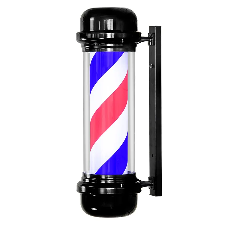 Factory direct sell LED waterproof salon rotating lamp 110v 220v pole turning led light 70cm barber pole for barbershop