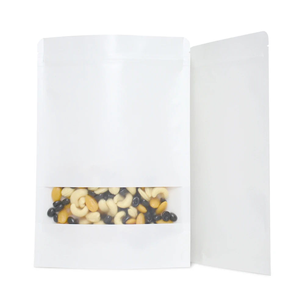 Factory Supply Doypack Ziplock Compostable Bags Cashew Snack Nut Food Packaging Kraft Paper Standup Pouch