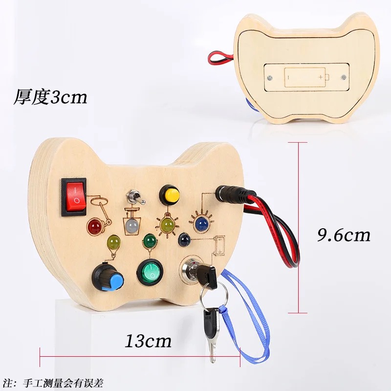 LED Educational Electric Wooden Busy Board GamePad montessori Led Light Busy Board Light Toy Led Busy Board game toys For Kids