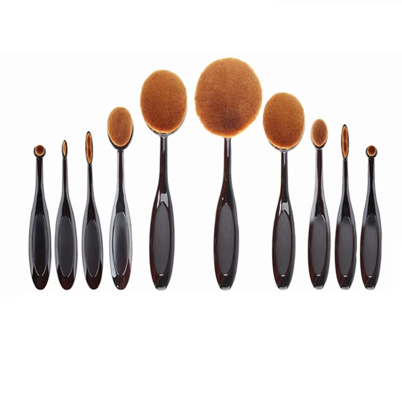 10pcs Cosmetic Brushes Toothbrush Type Foundation Brush Set Plastic Brush Handle Manufacturers Stock Universal Beauty Tools