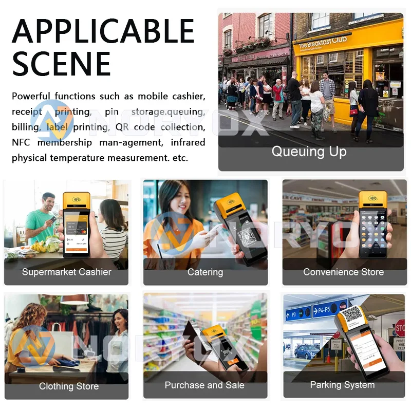 NB55 android12 pos with printer 3GB+16GB memory handheld pos systems Receipt Printer billing machine support 4G wifi