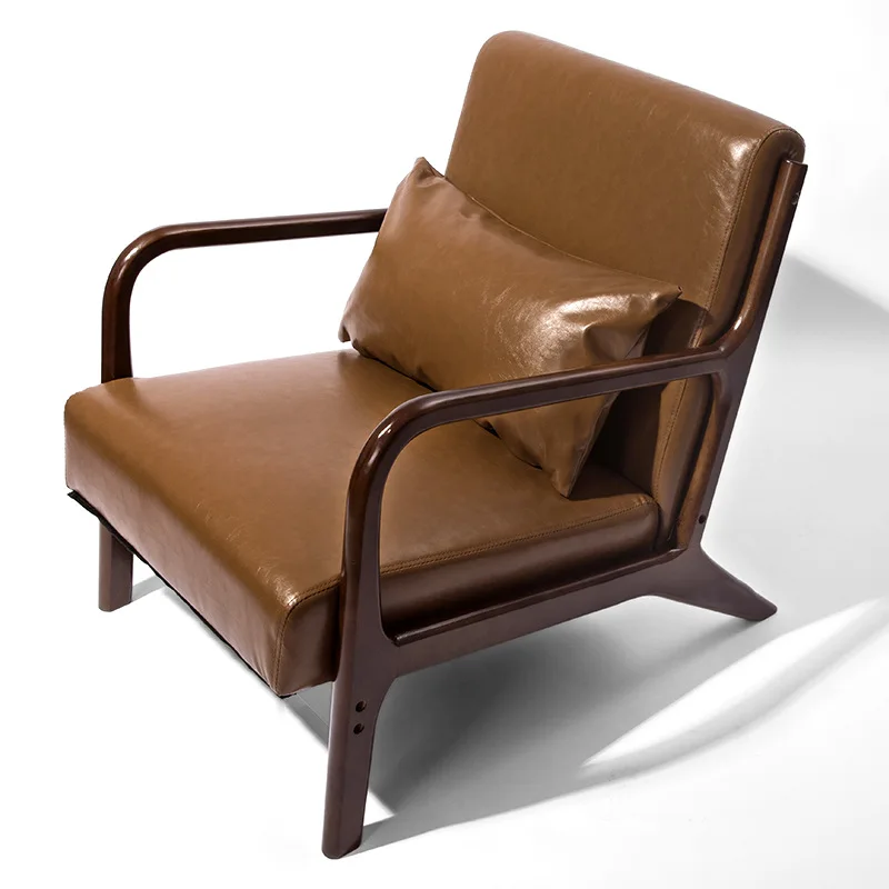 wholesale lowest price solid frame oak comfortable backrest single seat home furniture living room balcony leisure sofa chair