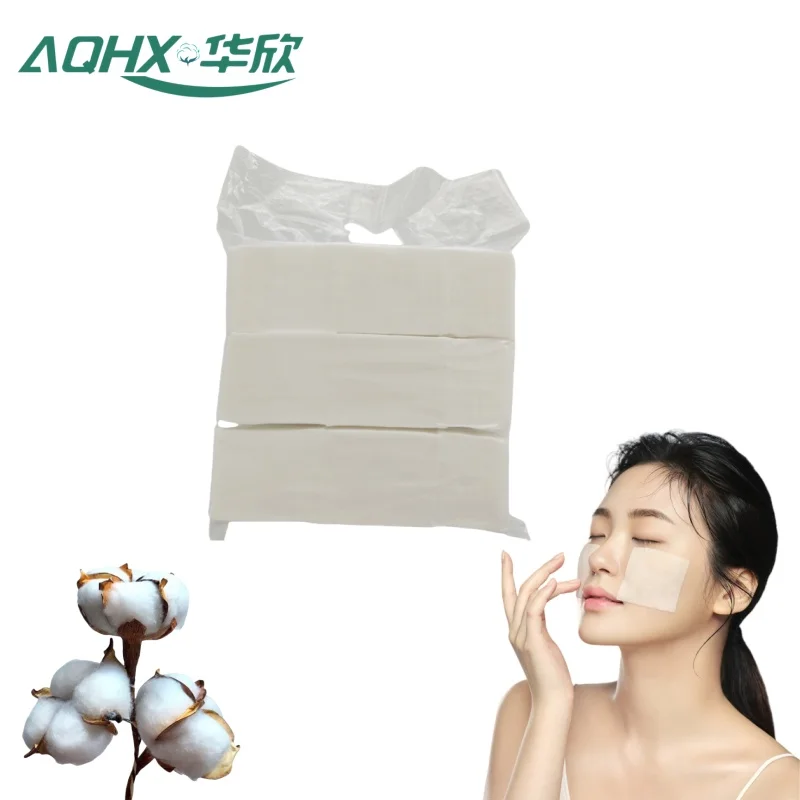 Factory custom square makeup remover cotton sheet can OEM cotton material spunlaced non-woven fabric