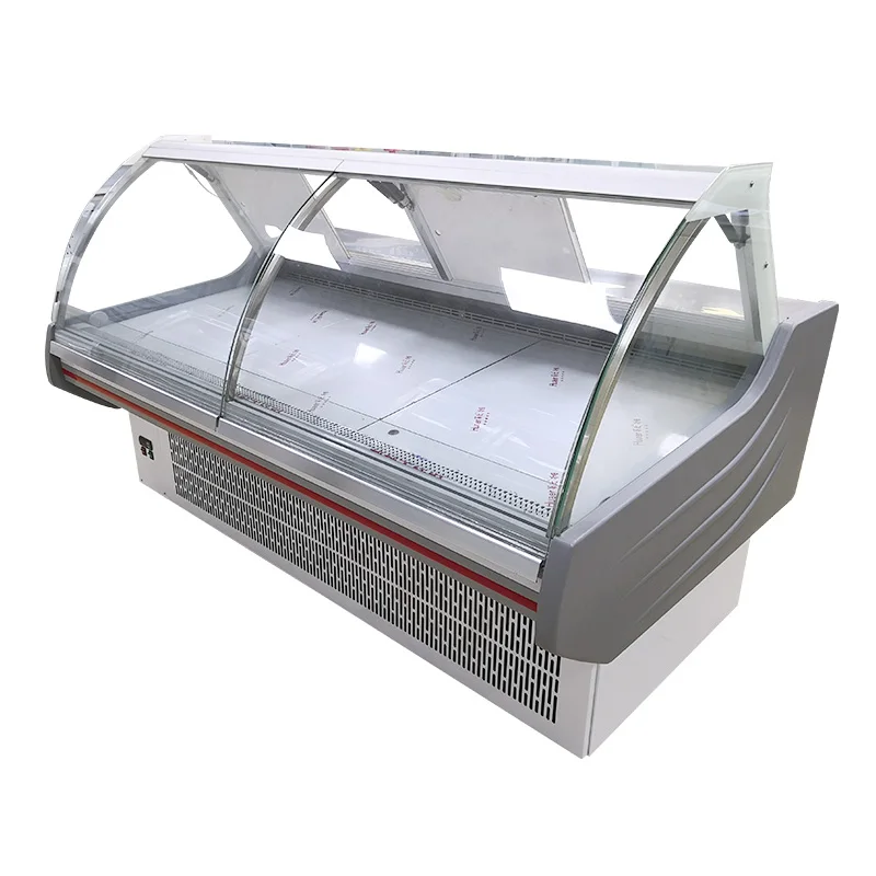supermarket equipment big cooked food fresh meat display cabinet