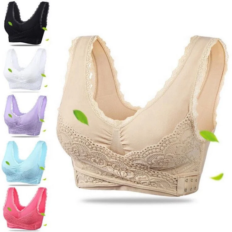 
1925 Ladies Seamless Wireless Push Up Running Yoga Plus Size Gathered Cross Front Side Buckle Lace Sports Bra 