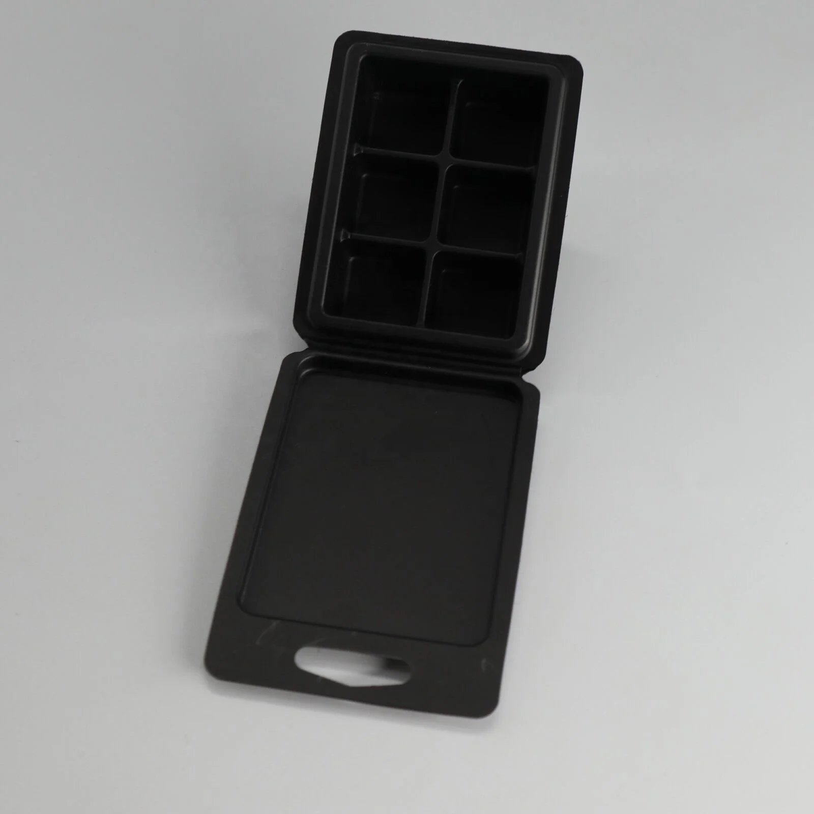 Custom 6 Cavity Clear Empty Plastic Wax Melt Container Wax Melt PP Black Candles Soap Wax Melt Clamshell Mold