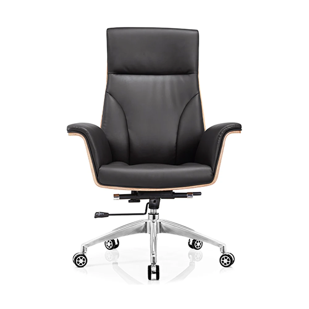 China Comfortable high quality with headrest black PU Leather executive swivel manager office chair