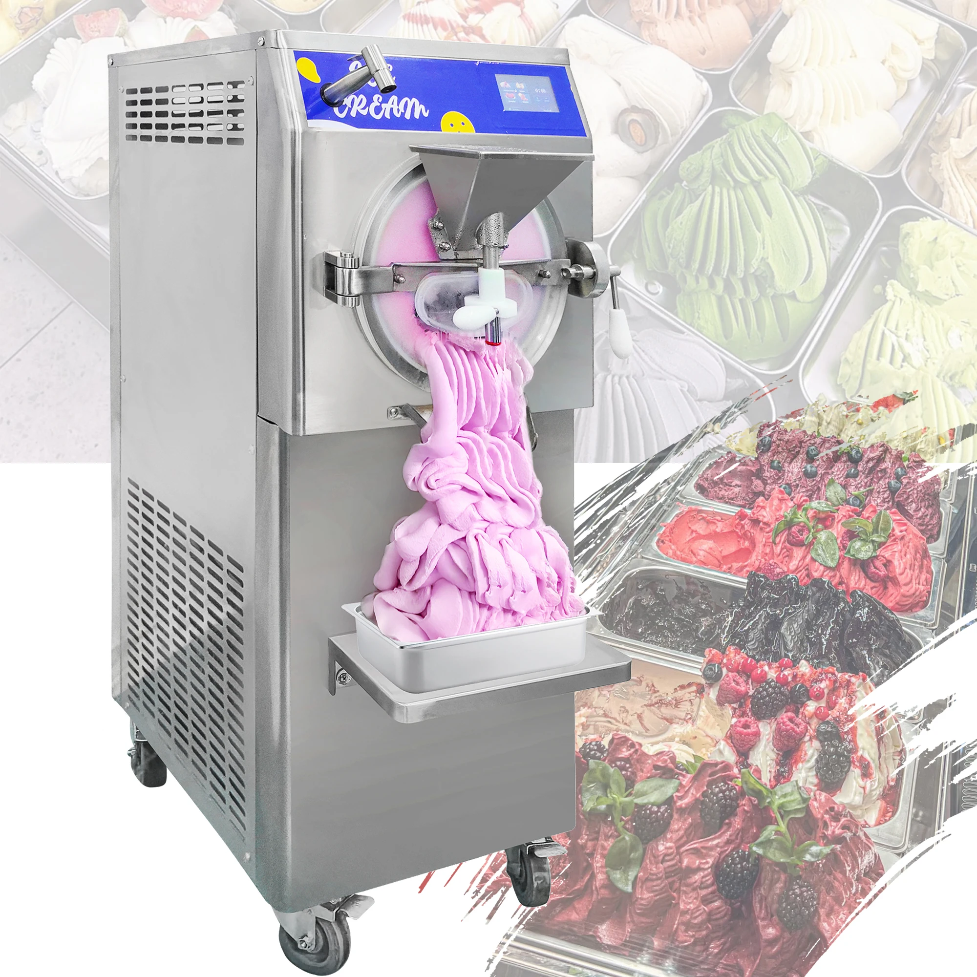 Mvckyi factory price 5 Program Batch Freezer 48L/H Artisan Spaghetti-eis Ice Cream Maker Machine Acai bowl Snack Equipment