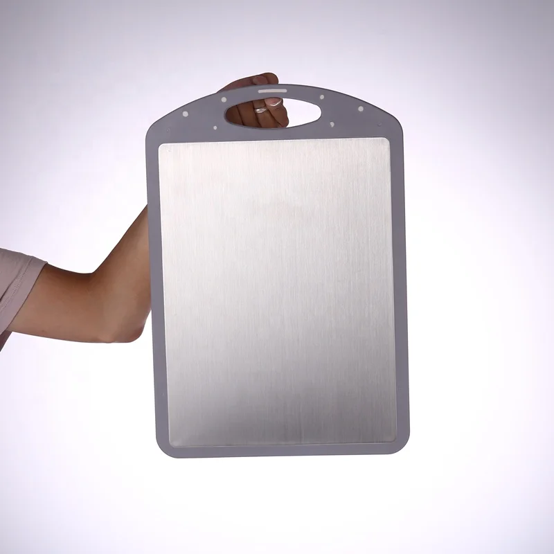 High quality Double sides usable metal chopping blocks 304 stainless steel PP cutting board