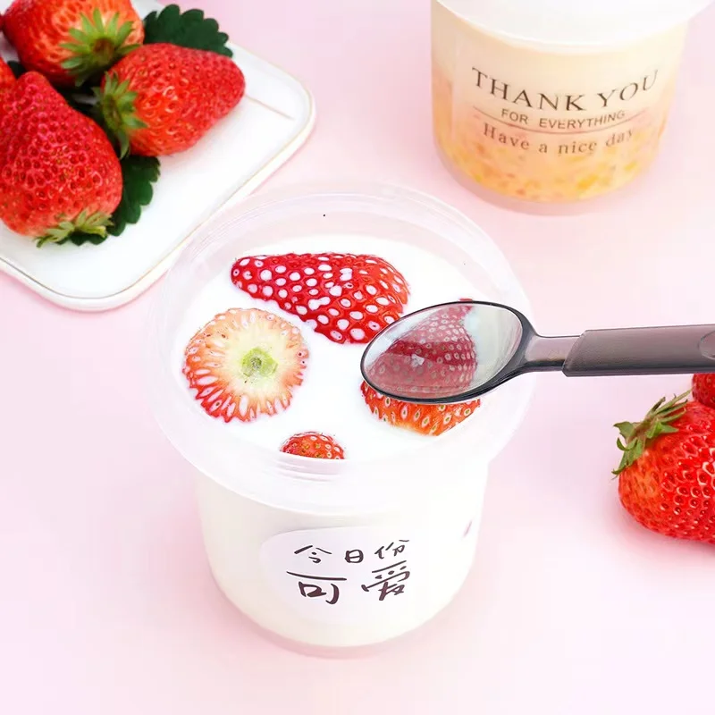 500ml 16 oz Round disposable taro ice cream dessert bowl takeaway Plastic PP Frozen Yogurt Jelly Dessert Cups box with Lid