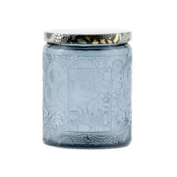 Wholesale empty 8 oz 240 ml clear glass candle jars container vessel with metal lids for scented candle making