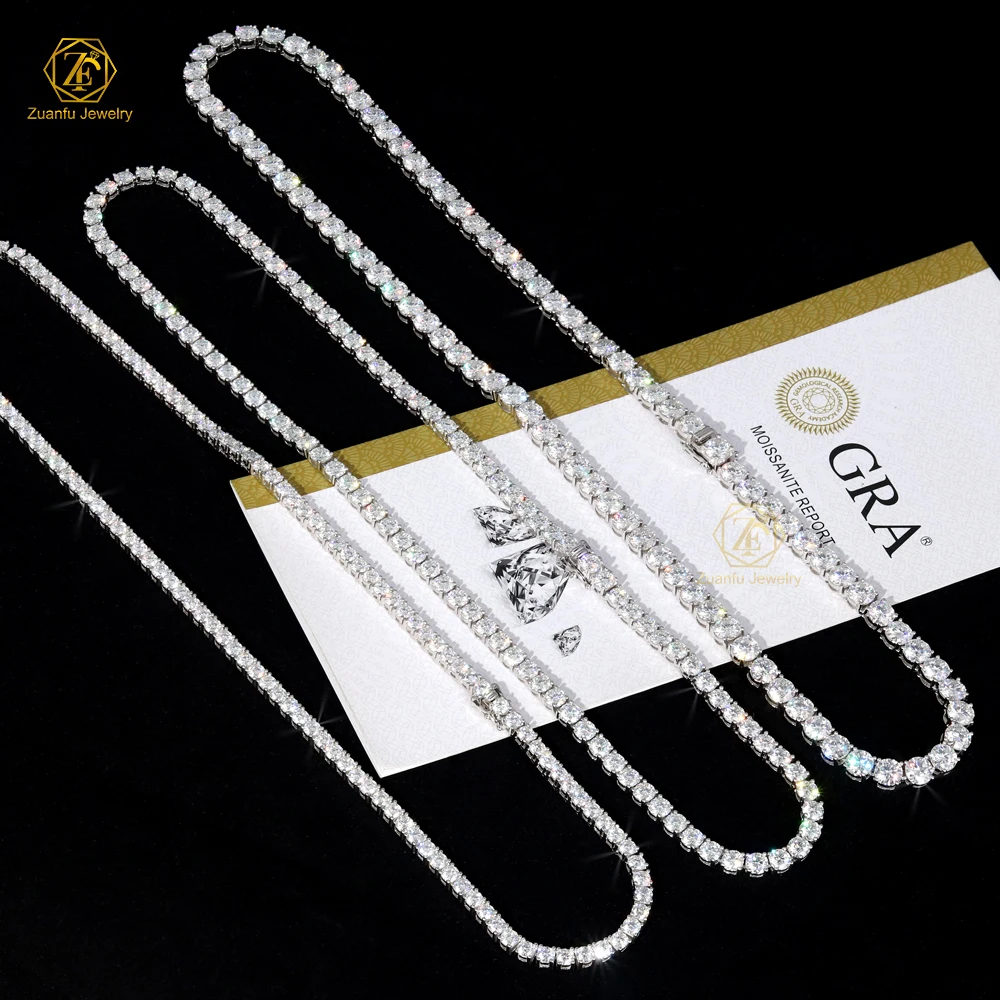 925 silver moissanite bracelet iced out VVS moissanite 3mm 4mm 5mm tennis bracelet Moissanite diamond tennis chain necklace