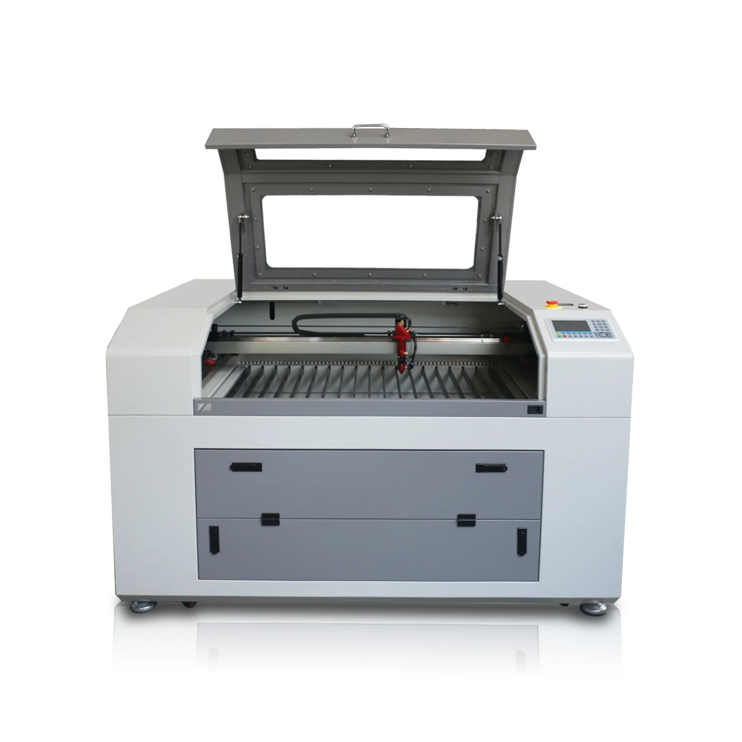 RECI Laser Tube 9060 690 outer guide 80W Desktop CO2 Laser Engraving Cutting Machine 100W CO2 laser engraver cutting aufo focus red position machine 6090 auto focus RD offline servo motor