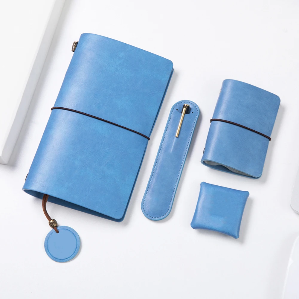 Factory Supplier 4 Pcs Set Journal Notebooks Customizable Leather Promotional Executive Pens Luxury Vip Notebook Gift Set