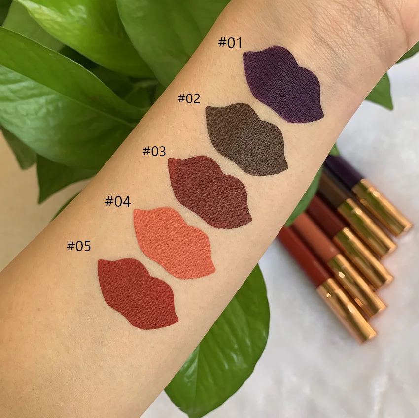 Косметический красный блестящий коврик для губ с логотипом на заказ, водостойкая нюдовая матовая помада с фирменной этикеткой