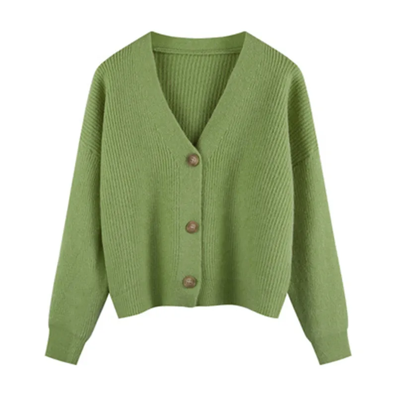 Dropshipping Korean Women Loose Sweaters Autumn Winter Long Sleeve Soft Knitted Button Open Front Cardigan Ladies Knit Coats