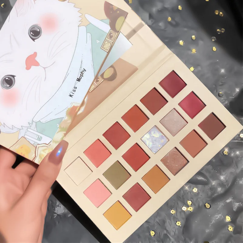 18 colors soft glitter pearl matte cardboard eyeshadow palette customize private label natural looking eye shadow pan