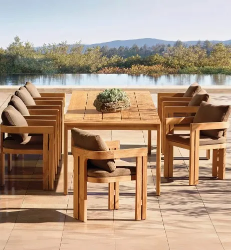 Nordic Upgrade Teak Chairs And Table Set Patio Outdoor Solid Wood Dining Set For Leisure Garden Furniture