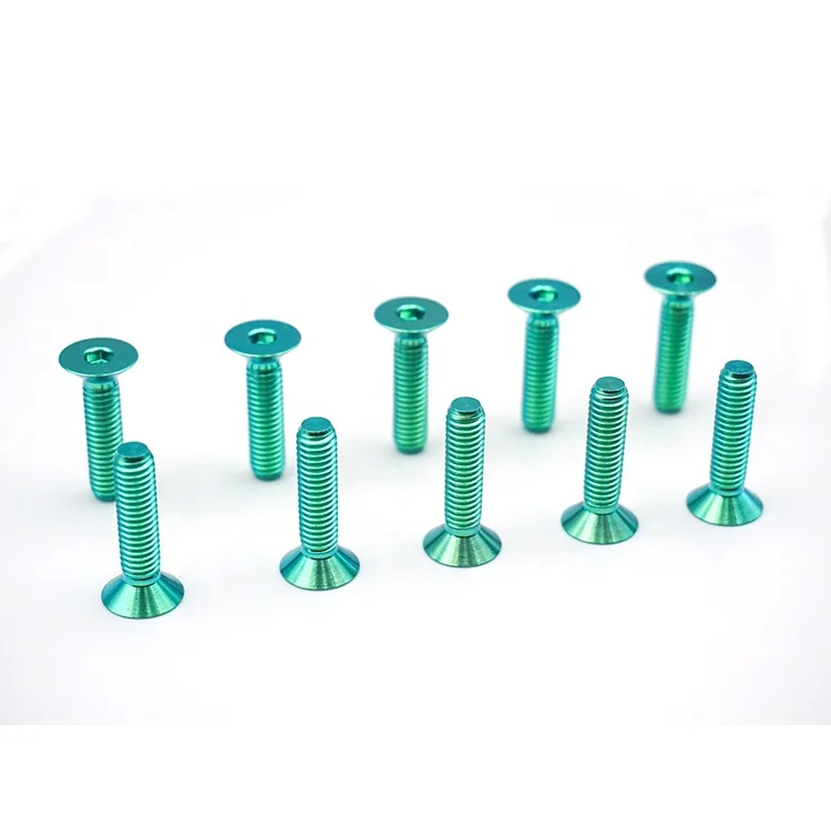 DIN7991 Gr5 Ti Titanium Anodized green Bolts Flat Head Countersunk Hex Screw