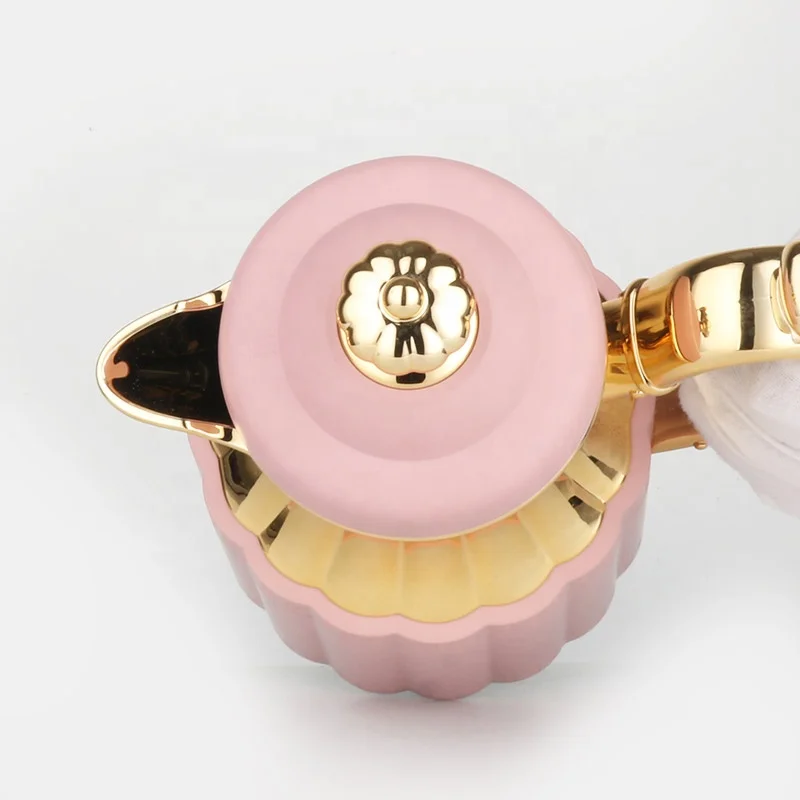 Turkish Style Sunny Shape Plastic BPA FREE pink gold 0.7 liter Glass Liner Flask Coffee & Tea sets