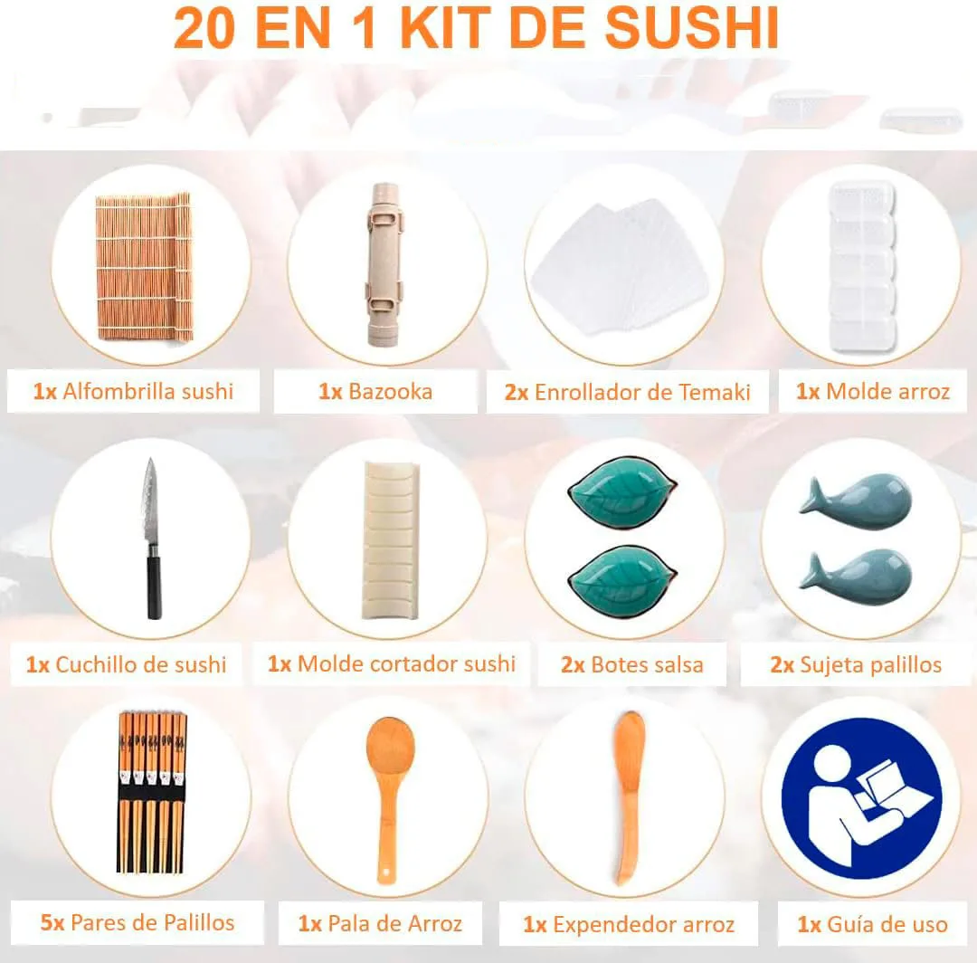 Sushi Kit Deluxe Vajillas  Arrocera Japonesa Alga Nori Sushi Vinagre de Vajilla Japonesa Utensilios