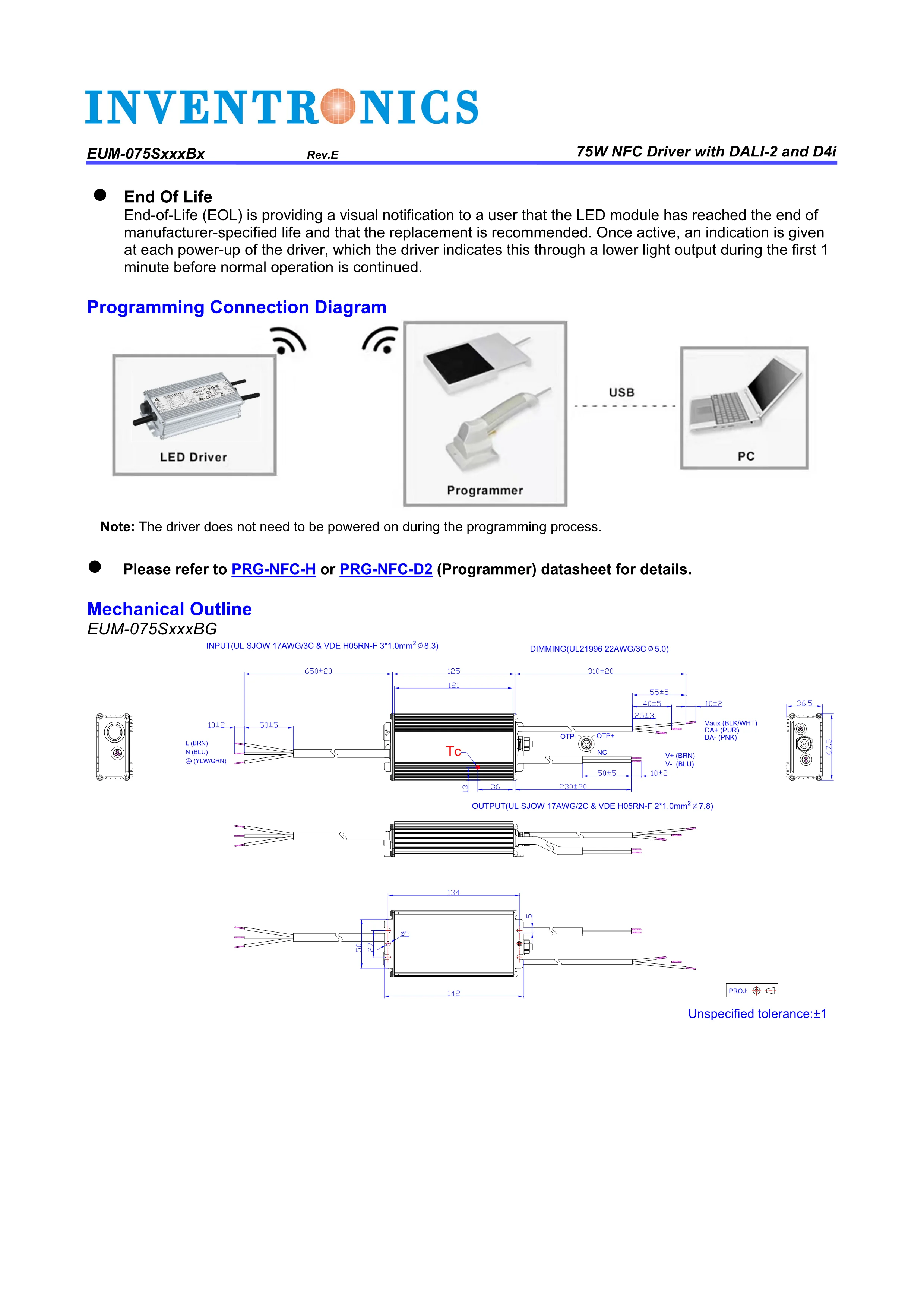 Драйвер inventronics светодиодный драйвер 75 Вт EUM-075 NFC с DALI-2 и D4i