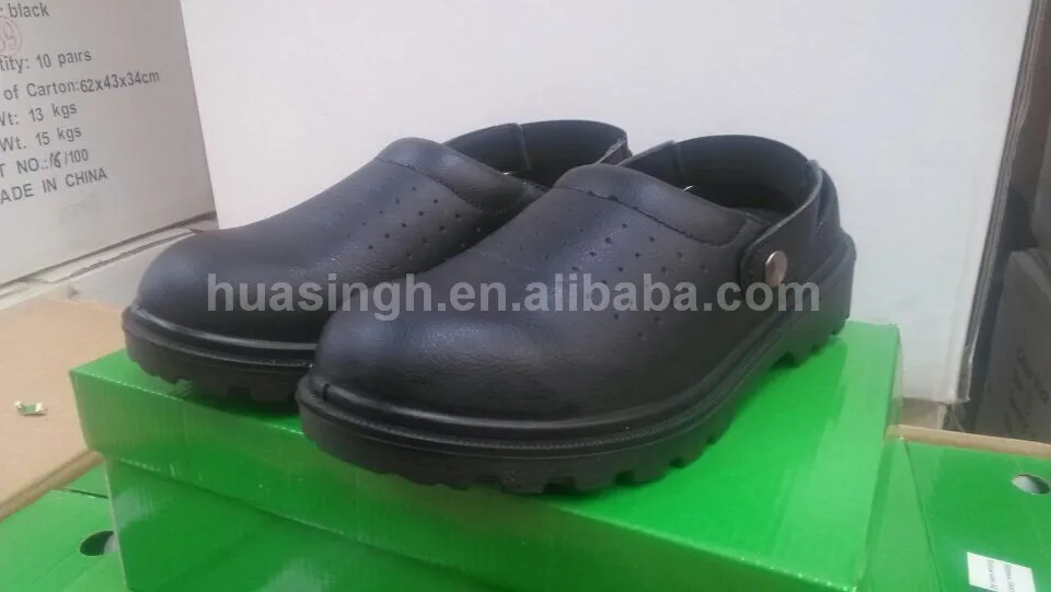 Лидер продаж, Нескользящие черные маслостойкие безопасные сабо для шеф-повара TX, Катар/гостиничная обувь со стальным носком HSW016