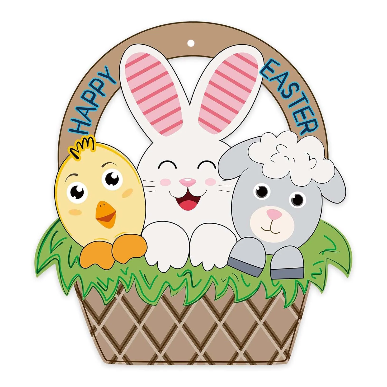 Wooden Easter Door Decorations Hanger Bunny Sheep Chick Wreaths For Spring Holiday, Wall Decor Outdoor Home Decor Products