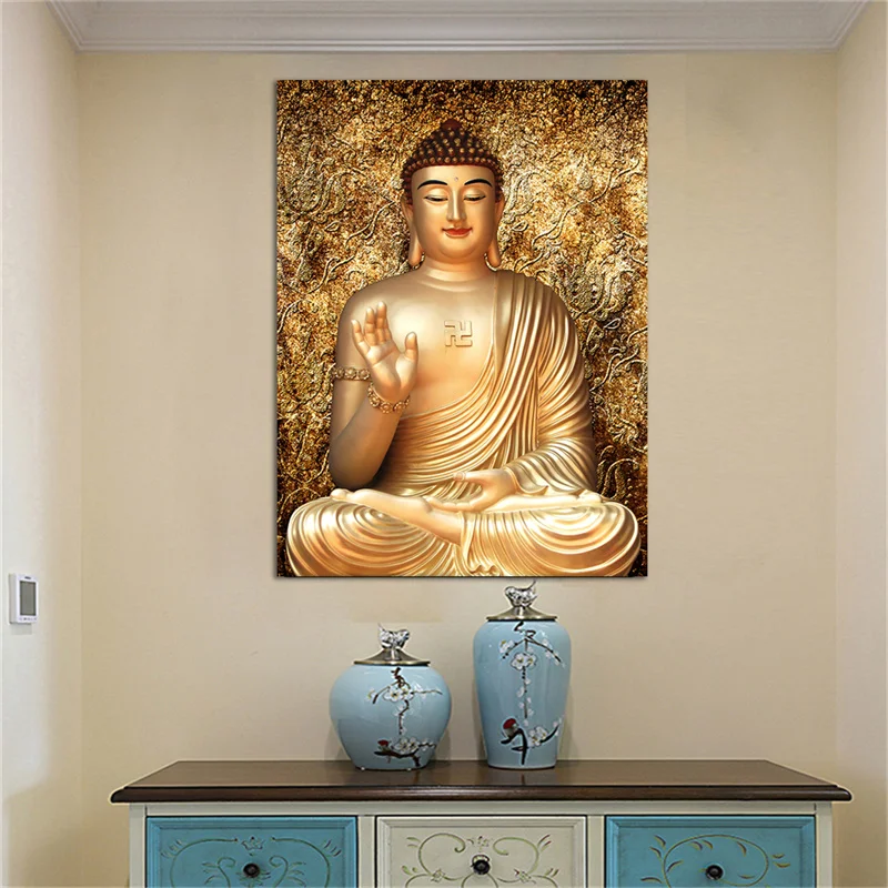 Gold Color Canvas Buddha Painting Printed Giclee Printing Home Decor Wall Art Painting no frame Canvas Prints