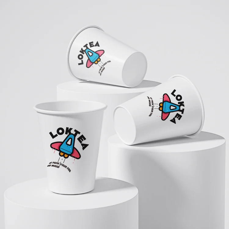 LOKYO Wholesale coffee cups disposable 16oz 22oz take out white paper cup with lids