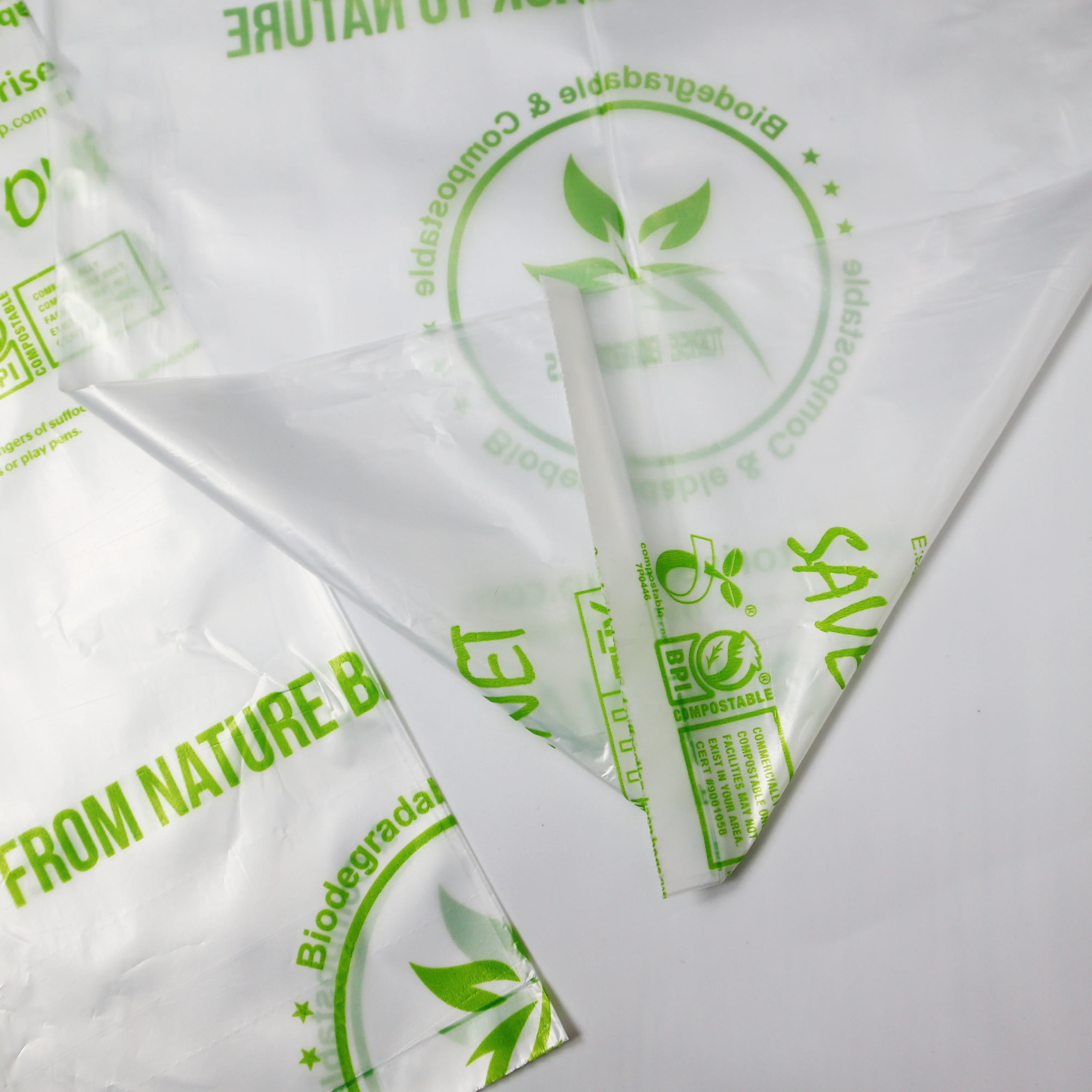 wholesale ASTM D6400 custom printing Reusable star seal bottom Supermarket Grocery Bulk Compostable Bags