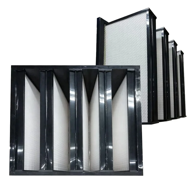 V Bank Type High Efficiency and Medium Efficiency Plastic or Aluminum Frame HEPA Combined Air Filter
