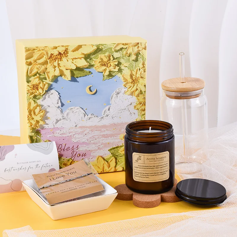 Wholesale Yellow Gift Box Custom fragrance scented candles in bulk soy scented candle