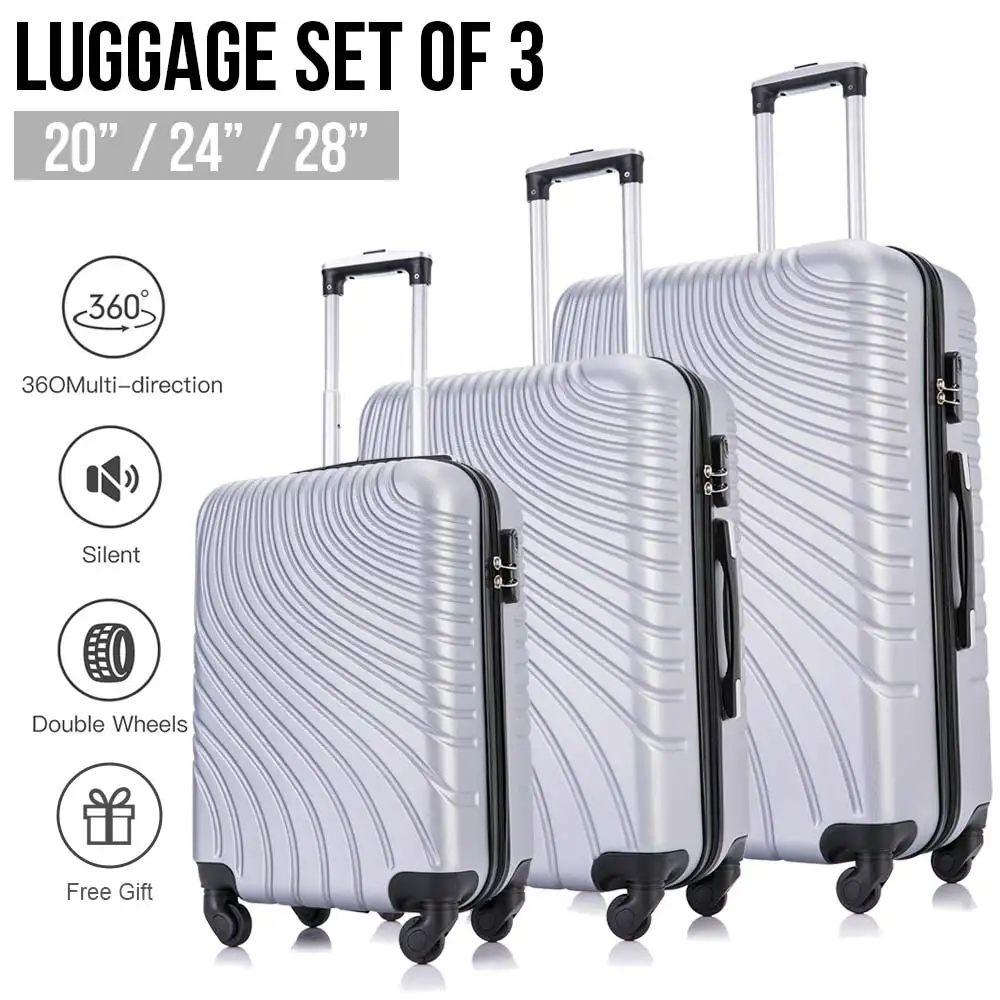 
Free shipping for district 6 area from US lock for secure packing finger protection material smooth zipper 3 pcs luggage set 