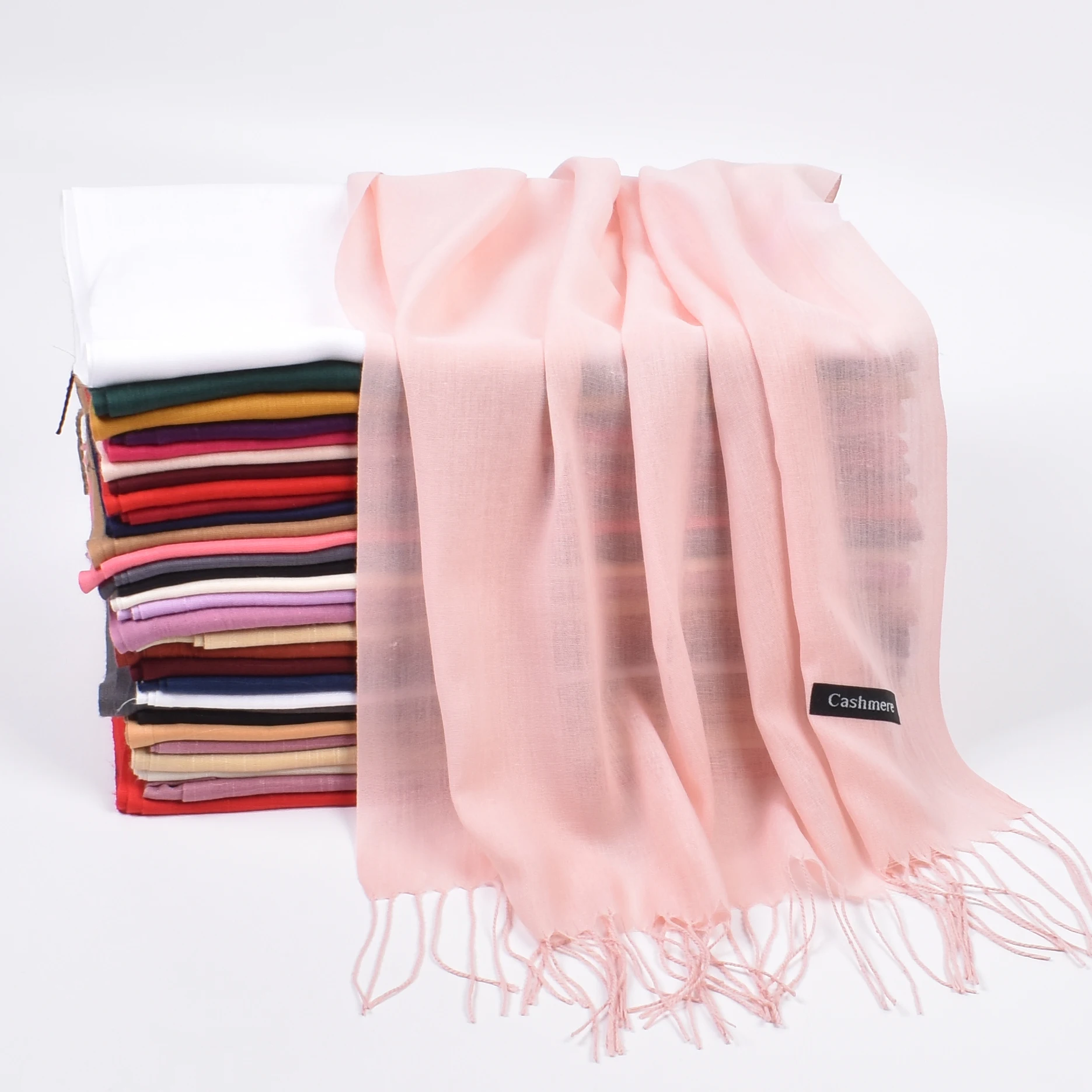 2024 new tassel scarf women warm candy solid color turkish cashmere pashmina shawl scarf Pashmina Scarf Shawl