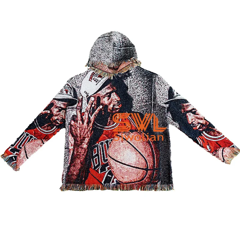 clothing manufacturers custom satin lining Hoodie plus size mens hoodie Anime hoodie Jacquard woven tapestry for men