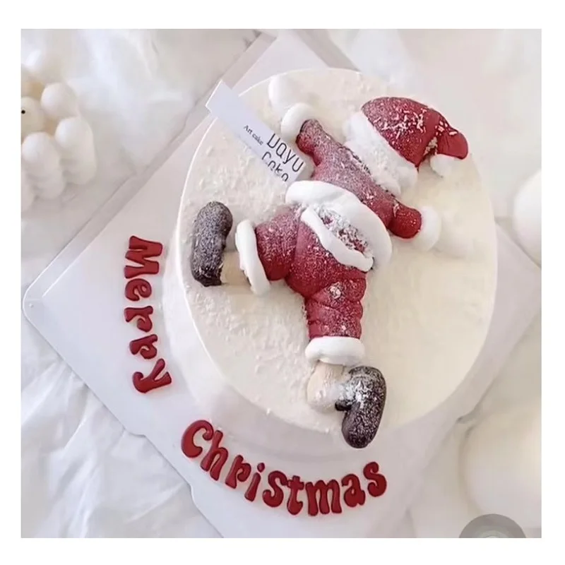 New Cake Decoration Santa Claus Soft Rubber Polymer Clay Sled Christmas Cake Toppers