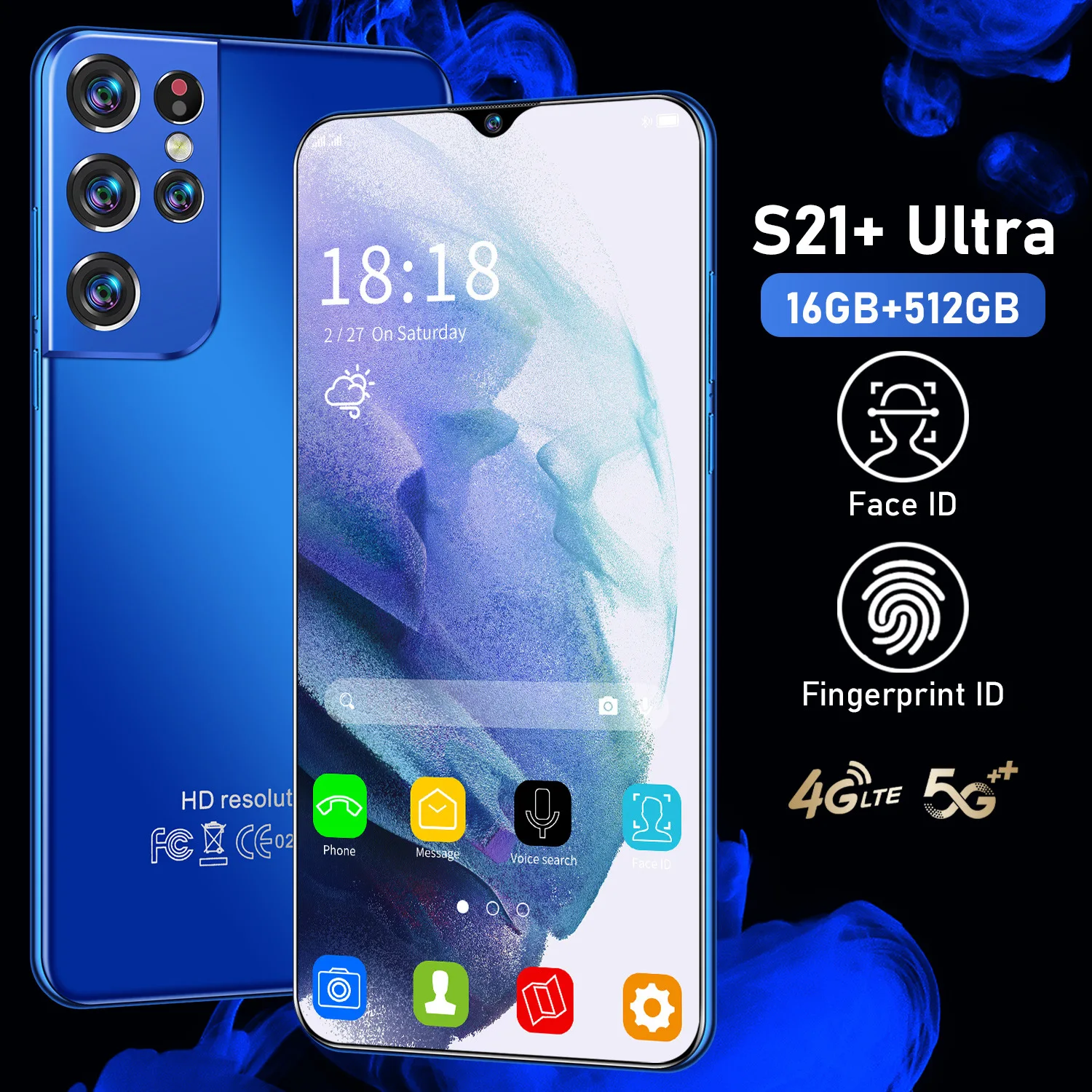 Смартфон S21 + U TRA 12 512 ГБ 6 7 дюйма Android 10 0 24 48 МП 5G LTE