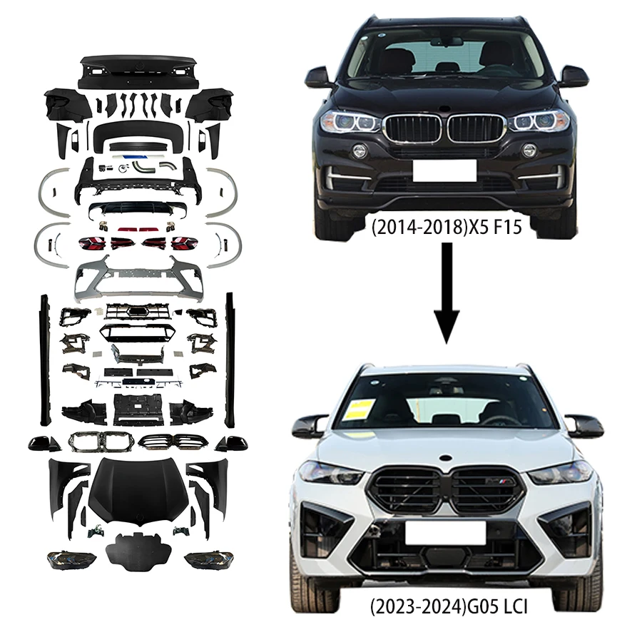 X5 F15 upgrade X5M F95 G05 LCI style body kit 2014-2018 front bumper head light hood LED diffuser F15 facelift car auto parts