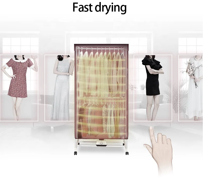 Factory cheap new red portable 2 layers hot air foldable aluminum electric cloth dryer stand cabinet