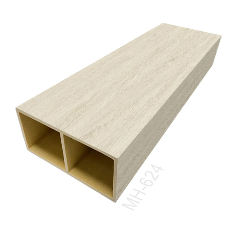 Eco-friendly Interior Decoration Partition WPC Timber Tubes Hollow Wood-plastic Tube Beams PVC Wooden Grain Column